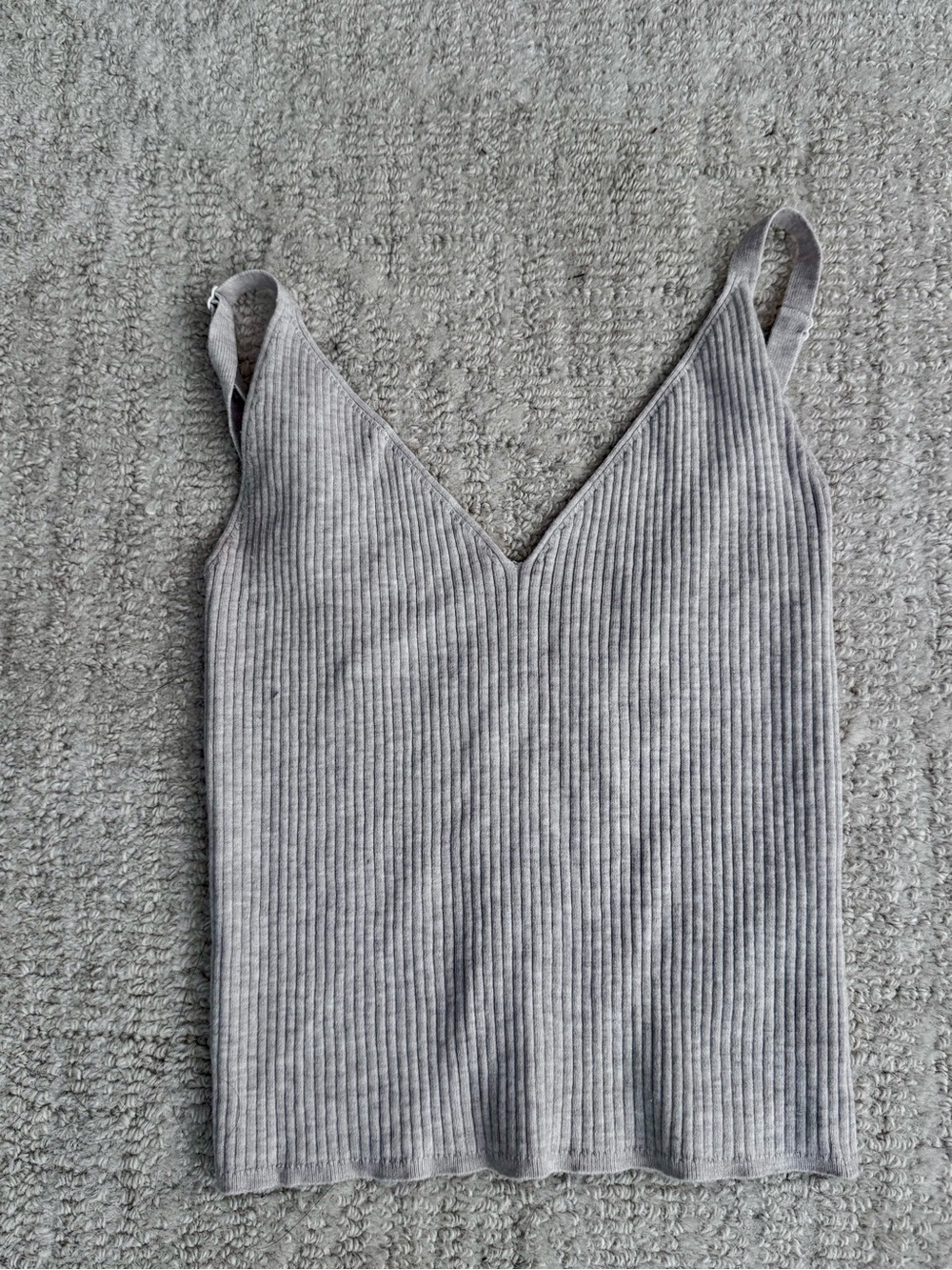Ribbed V-Neck Tank Top in Oatmeal